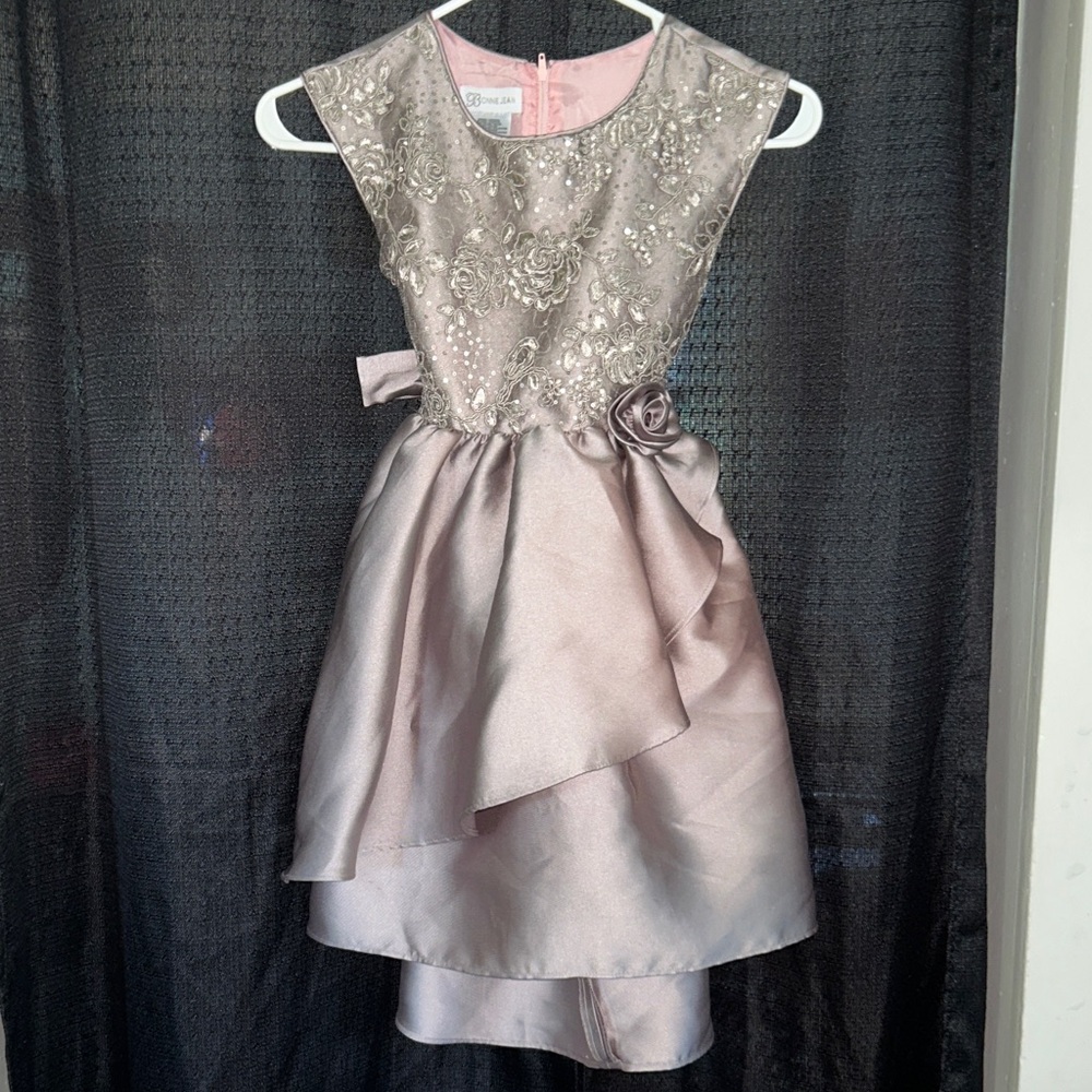 Bonnie Jean Silver Floral Kids Dress